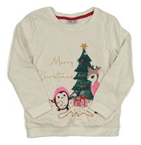 Smotanová mikina so stromkem a zvířaty