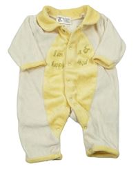 Krémovo-žltý zamatový overal s golierikom