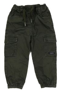 Tmavokhaki plátěné cargo cuff kalhoty Name it