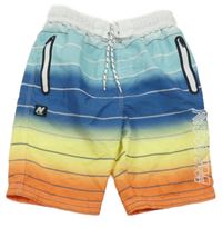 Modro-žlto-oranžové pruhované plážové kraťasy Next