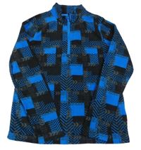 Modro-čierna vzorovaná fleecová funkčná mikina Crivit