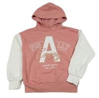 Starorůžovo-bílá mikina s písmenem a kapucí Page One Young