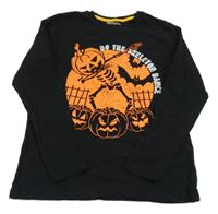 Čierne tričko s dýněmi a kostrou Destination