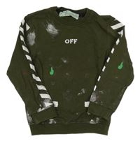 Khaki skvrnitá mikina s nápisom