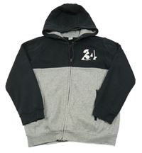 Čierno-sivá prepínaci mikina s číslom a kapucňou Tu