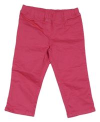 Fuchsiové plátenné elastické capri nohavice Topolino