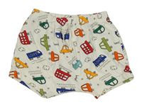 Smotanové bavlnené kraťasy s autami