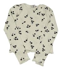 Smotanové kvetované rebrované crop tričko Page One Young