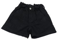 Černé riflové paper bag kraťasy Page One Young