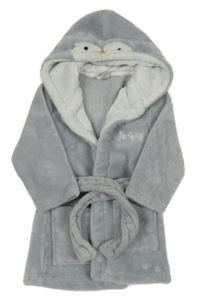 Sivý chlpatý župan s kapucí - tučňák