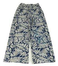 Tmavomodro-sivé ľahké nohavice s listami Shein