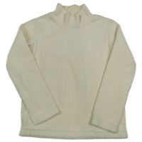 Krémová rebrovaná fleecová mikina so stojačikom Uniqlo