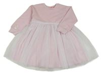 Svetloružové teplákovo/tylové šaty