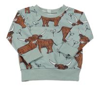 Zelenošedá mikina s buvoly