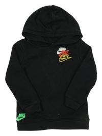 Černá mikina s logy a kapucí Nike
