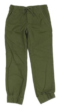 Khaki plátěné cuff kalhoty Gémo
