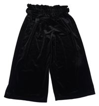 Čierne zamatové culottes nohavice s opaskom Little Kids