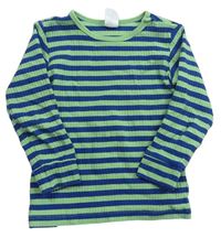 Zeleno-modré pruhované rebrované tričko H&M