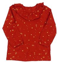 Červené tričko so zlatými hviezdami a volánikom Matalan