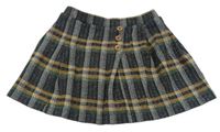 Tmavošedo-zeleno-béžová kockovaná sukňa Zara