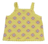 Žlto-ružový pletený perforovaný crop top Primark