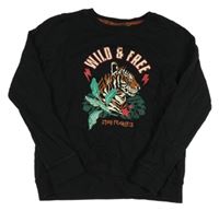 Čierna ľahká mikina s tigrom