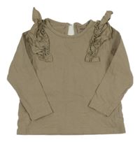 Hnědé triko s volánky Reserved