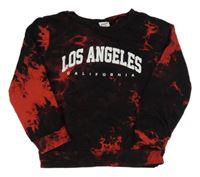 Čierno-červené vzorované tričko s nápisom shein