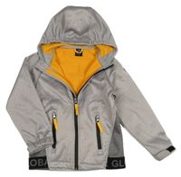 Šedá melírovaná softhellová bunda s kapucí