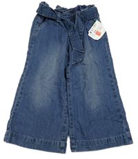 Nové - tmavomodré široké rifle s páskem Dopodopo