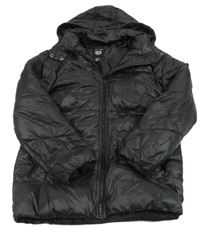 Černá šusťáková zateplená bunda s kapucí New Look