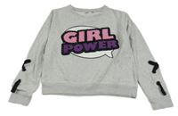 Šedá melírovaná crop mikina s 3D nápisem Next