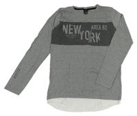 Sivé melírované tričko s nápisom Chapter young