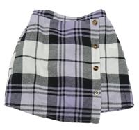 Fialovo-bielo-čierna kockovaná sukňa