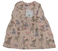 Nové - světlerůžové bavlněné šaty s Bambim Disney