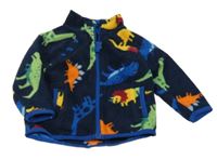 Tmavomodro-farebná fleecová prepínaci mikina s dinosaurami St. Bernard