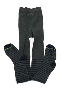 Tmavošedé pruhované punčocháče Topolino