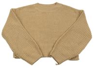Oříškový crop sveter New Look