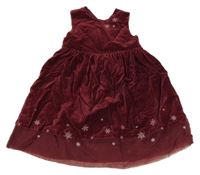 Vínové semišové šaty s výšivkami vloček Old Navy