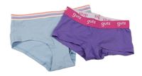 2x kalhotky - fialové + světlemodré