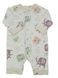 Bílo-barevný overal se slony 