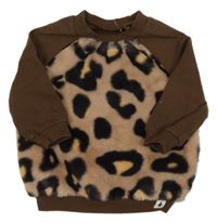 Hnedá kožušinová leopardí mikina Next