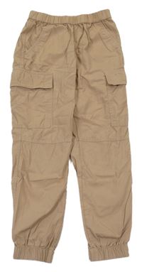 Béžové plátěné cuff kalhoty s kapsami H&M