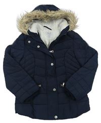 Tmavomodrá šušťáková zimná bunda s kapucňou Primark