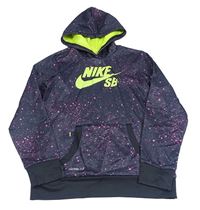 Tmavošedo-růžová flekatá mikina s logem a kapucí Nike