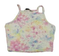 Bielo-farebný batikovaný rebrovaný crop top George