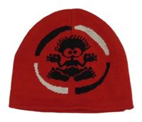 Červeno-čierno-biela čapica s príšerkou