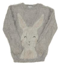 Sivý chlpatý sveter s králikom Primark