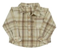 Béžovo-hnědo-bílá kostkovaná košile 