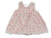 Bielo-ružové kvetované zamatové na traké šaty Nutmeg